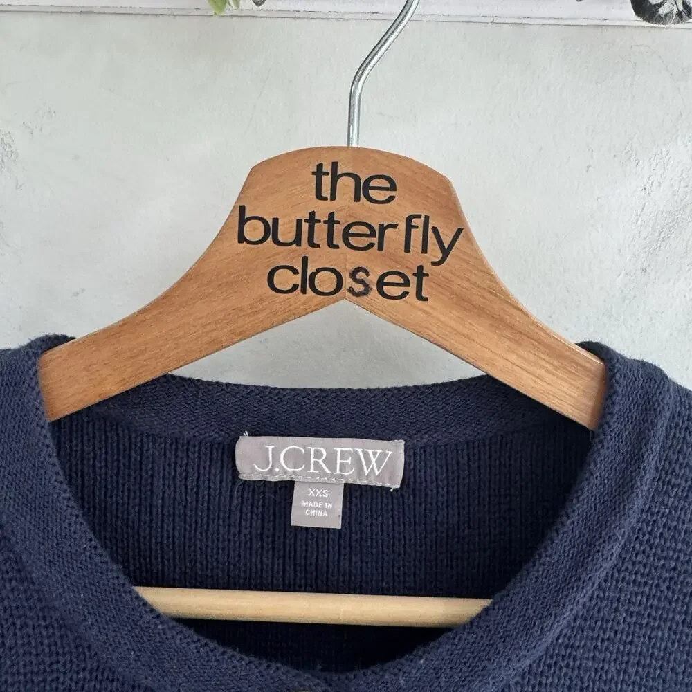J.Crew Emilie patch pocket sweater Navy Gold Button XXS 15-55 preppy academia